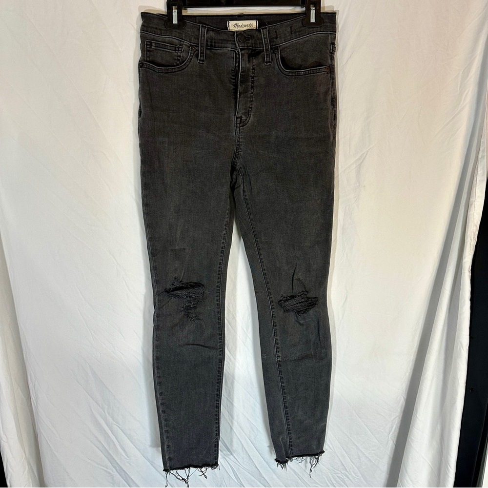 Madewell 9” Mid-Rise Skinny Distressed Black Jeans Size 29